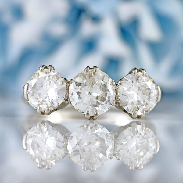 Ellibelle Jewellery Art Deco Transitional-Cut Diamond Platinum Three-Stone Engagement Ring (2.05cts)
