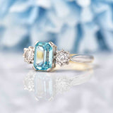 Ellibelle Jewellery Art Deco Zircon & Diamond Gold Three-Stone Ring