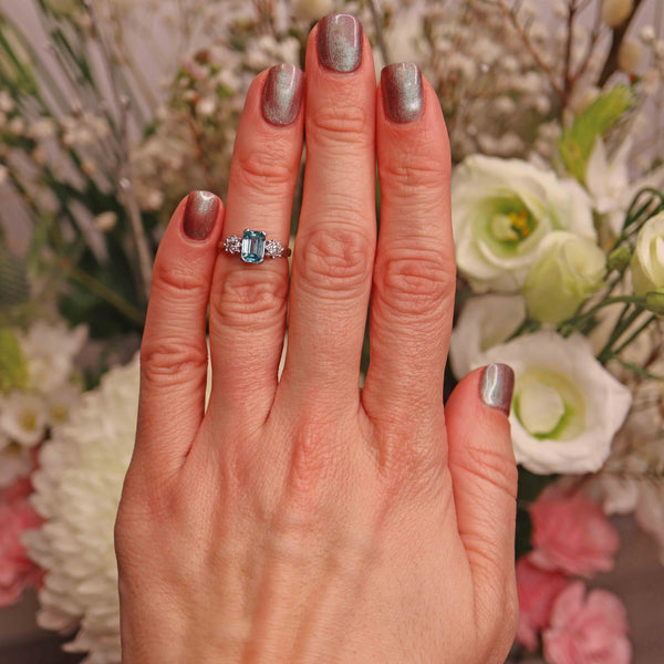 Ellibelle Jewellery Art Deco Zircon & Diamond Gold Three-Stone Ring