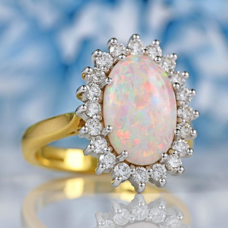 Ellibelle Jewellery Australian Opal & Diamond 18ct Gold Oval Cluster Ring (1.58ct)