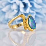 Ellibelle Jewellery Black Opal 18ct Gold Ring