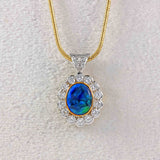 Ellibelle Jewellery Black Opal & Diamond 18ct Gold Cluster Pendant Necklace