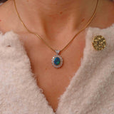 Ellibelle Jewellery Black Opal & Diamond 18ct Gold Cluster Pendant Necklace