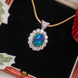 Ellibelle Jewellery Black Opal & Diamond 18ct Gold Cluster Pendant Necklace