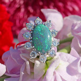 Ellibelle Jewellery Black Opal & Diamond 18ct White Gold Cluster Ring