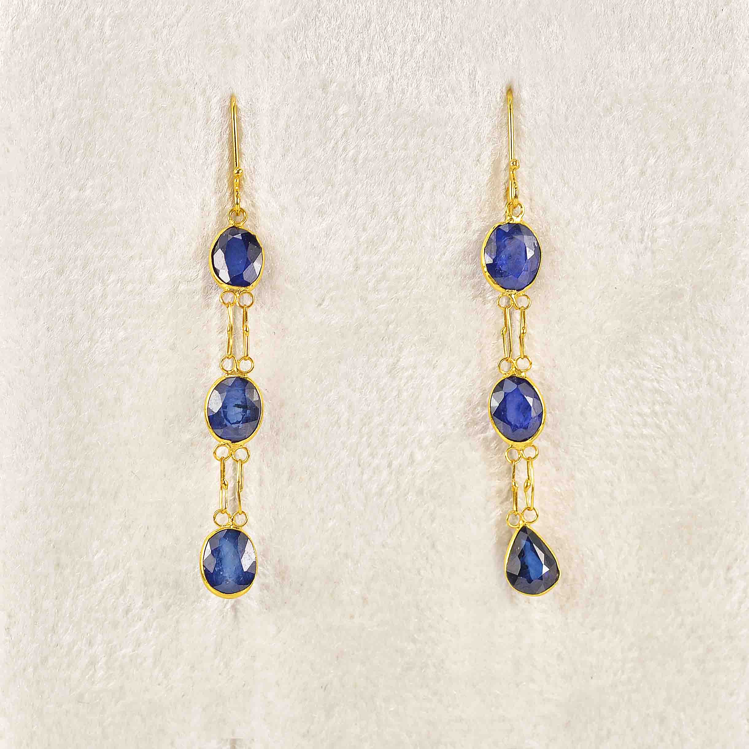 Ellibelle Jewellery Blue Sapphire 14ct Gold Pendant Drop Earrings