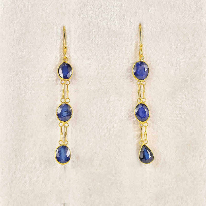 Ellibelle Jewellery Blue Sapphire 14ct Gold Pendant Drop Earrings