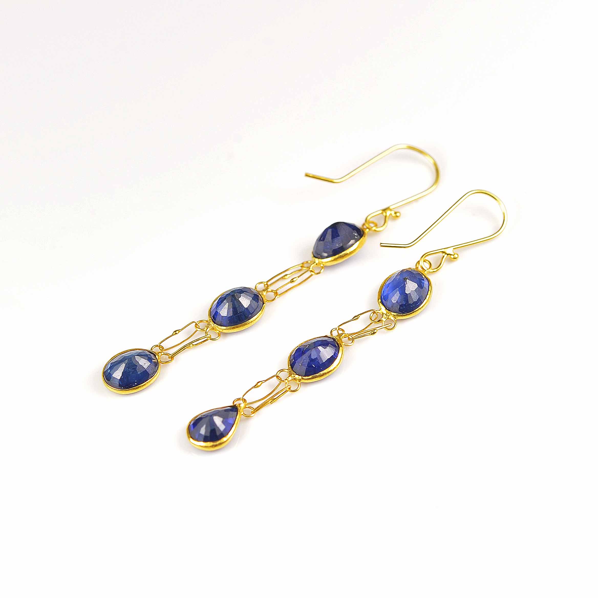 Ellibelle Jewellery Blue Sapphire 14ct Gold Pendant Drop Earrings