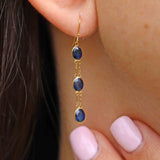 Ellibelle Jewellery Blue Sapphire 14ct Gold Pendant Drop Earrings