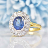 Ellibelle Jewellery Blue Sapphire & Diamond 18ct Gold Cluster Engagement Ring (2.62ct)