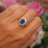 Ellibelle Jewellery Blue Sapphire & Diamond 18ct Gold Cluster Engagement Ring (2.62ct)