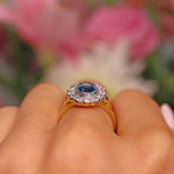 Ellibelle Jewellery Blue Sapphire & Diamond 18ct Gold Cluster Engagement Ring (2.62ct)