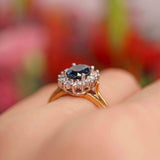 Ellibelle Jewellery Blue Sapphire & Diamond 18ct Gold Platinum Oval Cluster Ring (1.20cts)