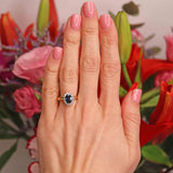 Ellibelle Jewellery Blue Sapphire & Diamond 18ct Gold Platinum Oval Cluster Ring (1.20cts)