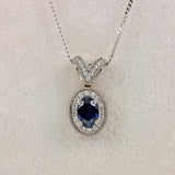 Ellibelle Jewellery Blue Sapphire & Diamond 18ct White Gold Pendant Necklace