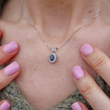 Ellibelle Jewellery Blue Sapphire & Diamond 18ct White Gold Pendant Necklace