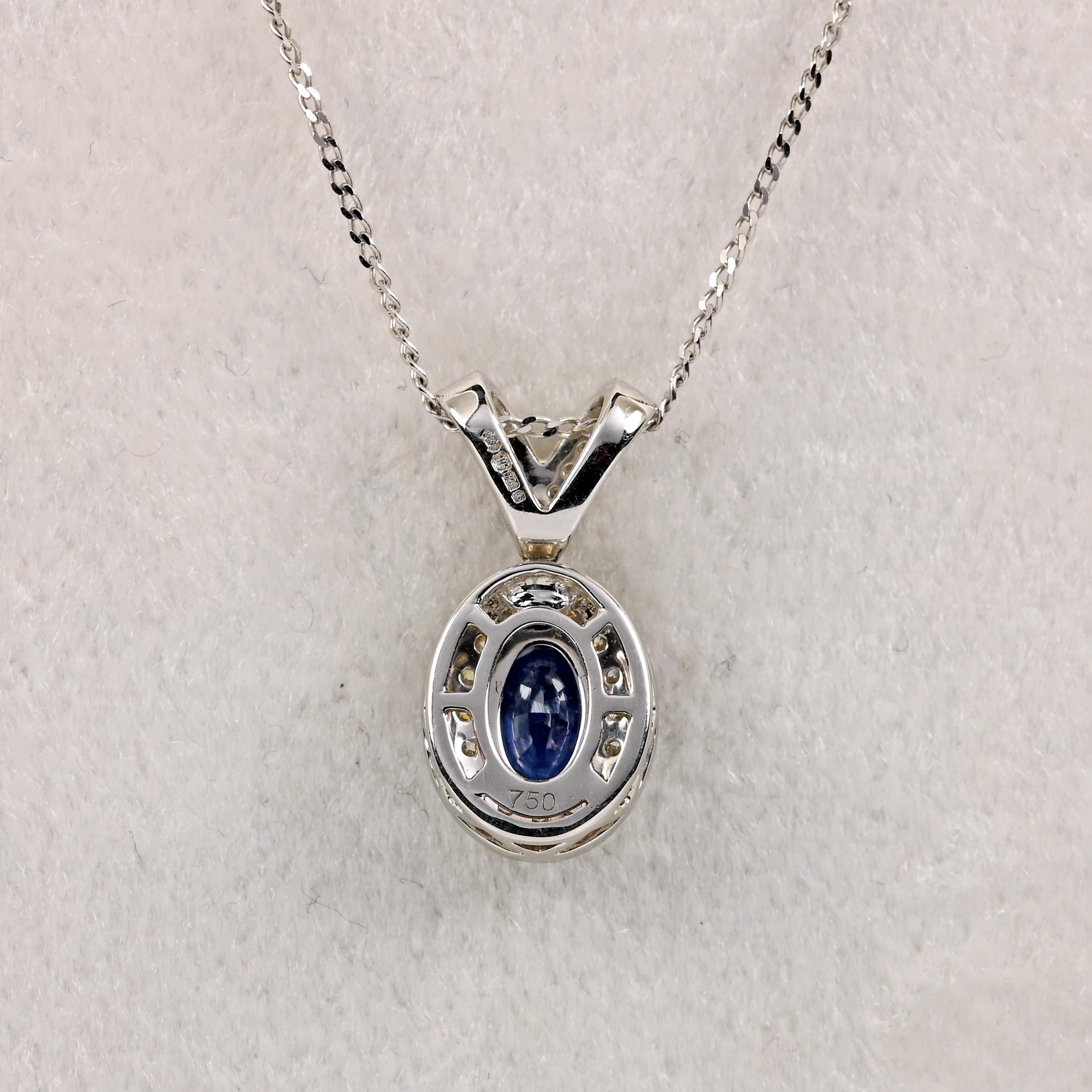 Ellibelle Jewellery Blue Sapphire & Diamond 18ct White Gold Pendant Necklace