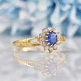 Ellibelle Jewellery Blue Sapphire & Diamond 9ct Gold Cluster Ring (0.30ct)