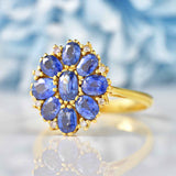 Ellibelle Jewellery Blue Sapphire & Diamond Yellow Gold Flower Cluster Ring