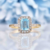 Ellibelle Jewellery Blue Topaz & Diamond 9ct Gold Panel Ring