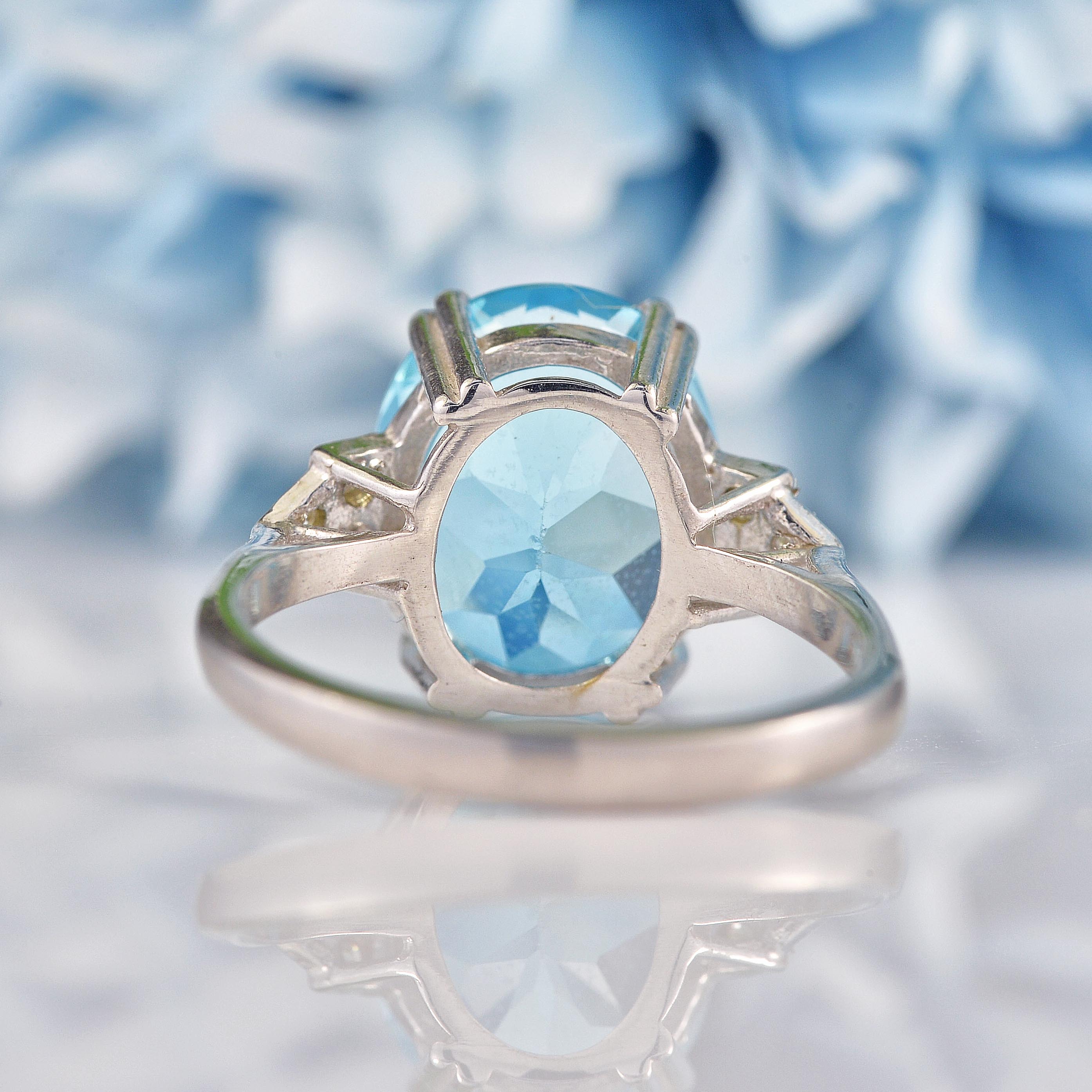 Blue Topaz & Diamond 9ct White Gold Dress Ring (6.20ct) – Ellibelle Jewellery