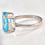 Ellibelle Jewellery Blue Topaz & Diamond 9ct White Gold Dress Ring (6.20ct)