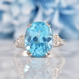 Ellibelle Jewellery Blue Topaz & Diamond 9ct White Gold Dress Ring (6.20ct)