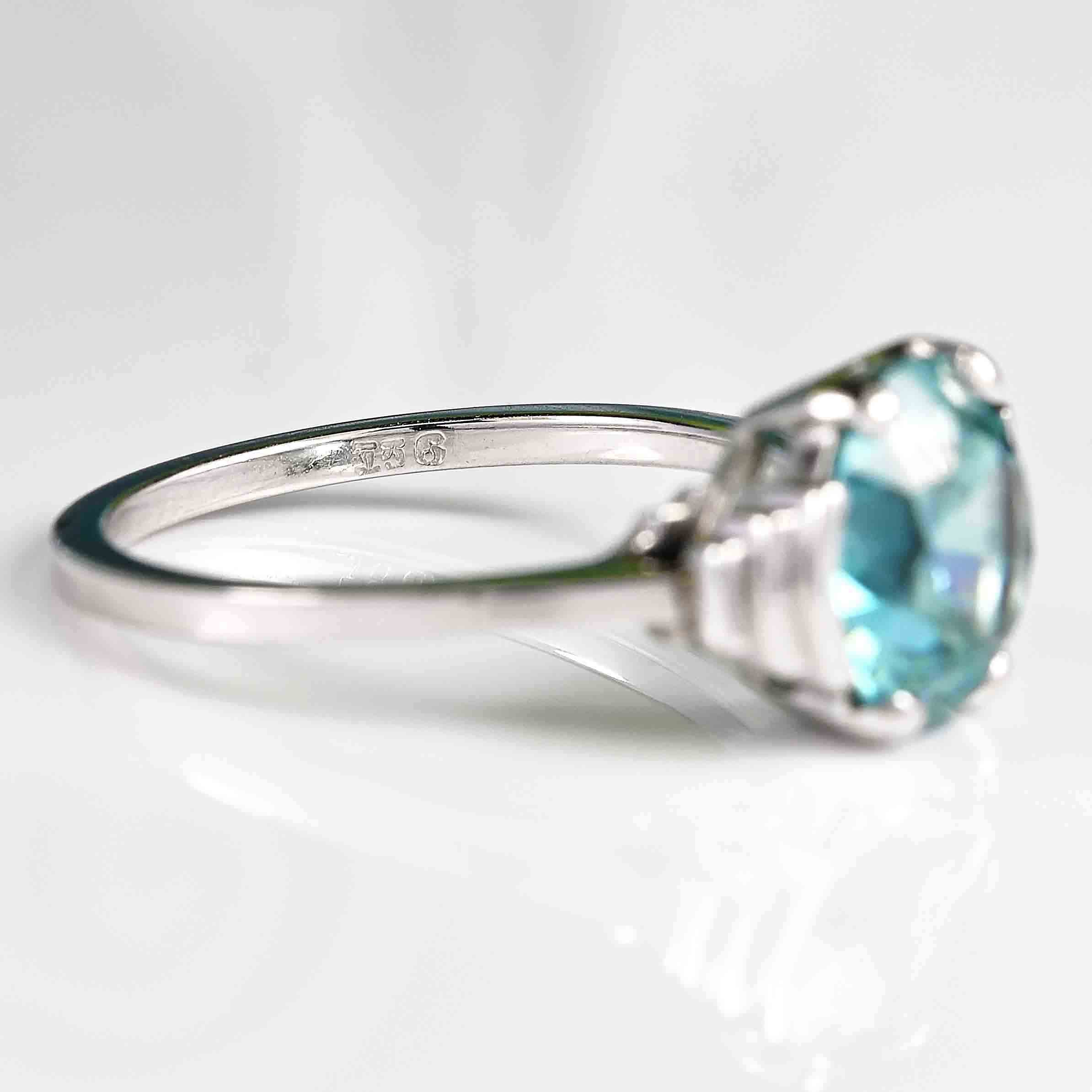 Ellibelle Jewellery Blue Zircon 9ct White Gold Single-Stone Ring (4.40ct)