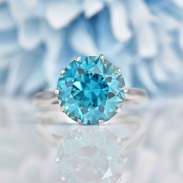 Ellibelle Jewellery Blue Zircon 9ct White Gold Solitaire Ring