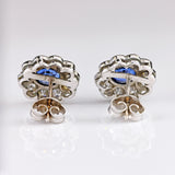 Ellibelle Jewellery Ceylon Sapphire & Diamond 18ct White Gold Daisy Cluster Stud Earrings