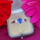 Ellibelle Jewellery Ceylon Sapphire & Diamond 18ct White Gold Three-Stone Engagement Ring (1.10cts)