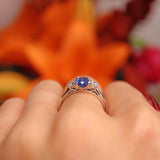 Ellibelle Jewellery Ceylon Sapphire & Diamond 18ct White Gold Three-Stone Engagement Ring (1.10cts)