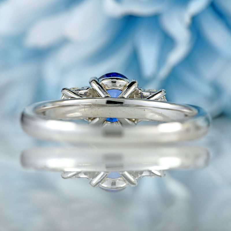 Ellibelle Jewellery Ceylon Sapphire & Diamond 18ct White Gold Three-Stone Engagement Ring (1.10cts)