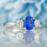 Ellibelle Jewellery Ceylon Sapphire & Diamond 18ct White Gold Three-Stone Engagement Ring (1.10cts)