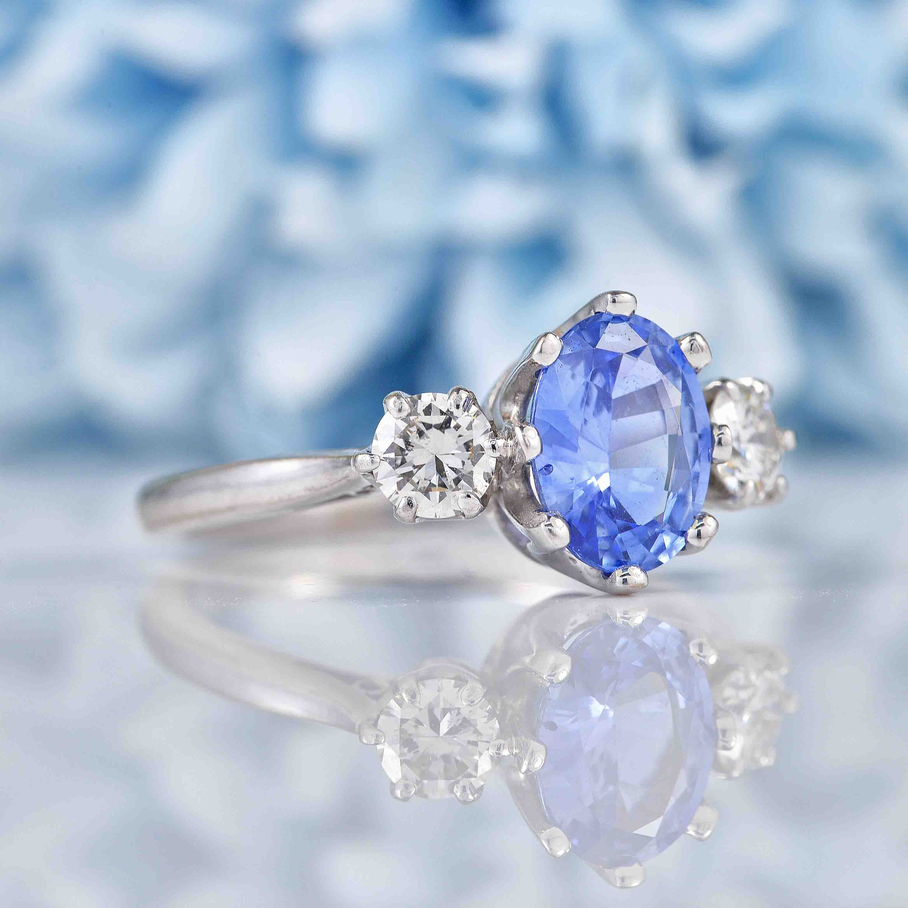 Ceylon Sapphire White Gold And Blue Sapphire Ring Ceylon Sapphire