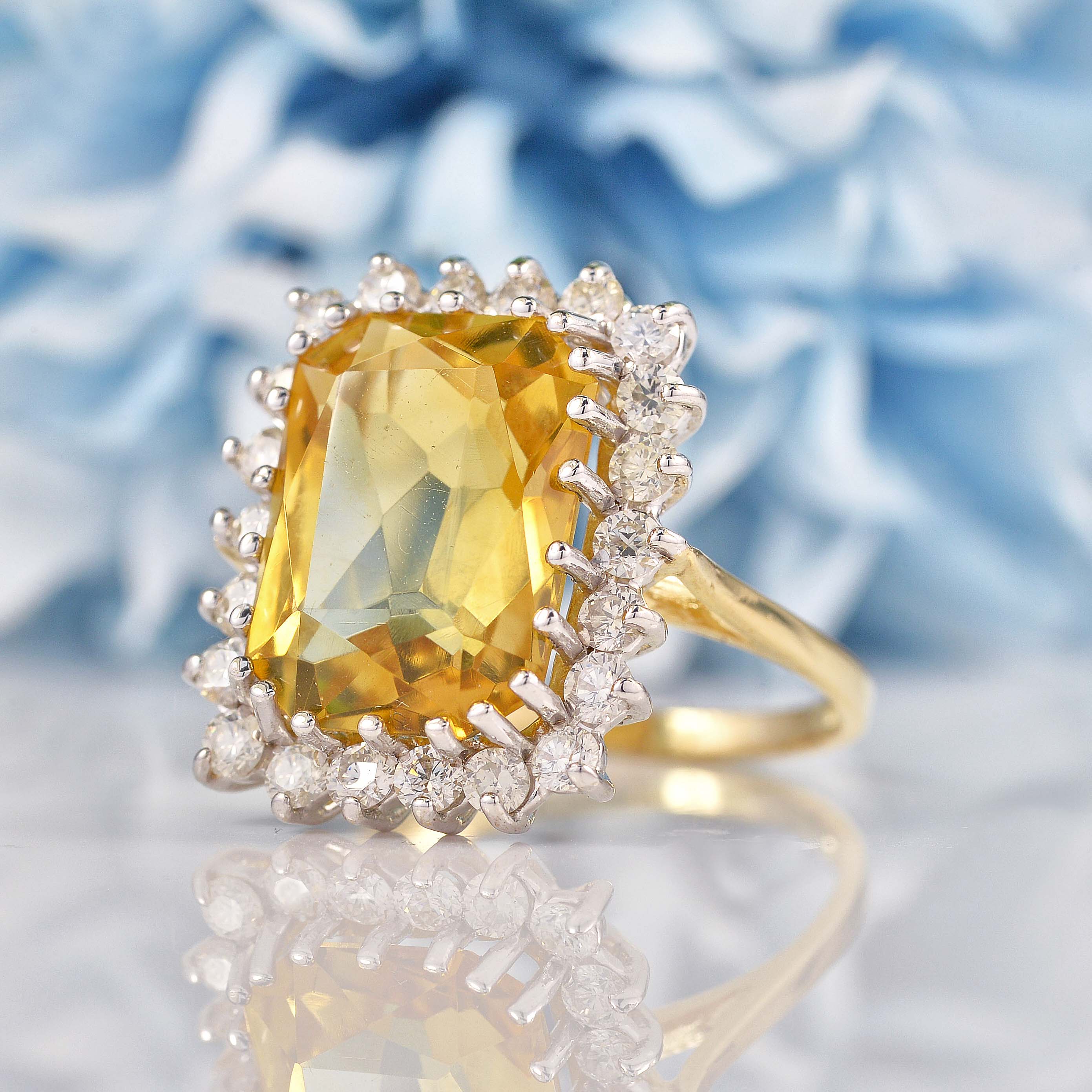 Ellibelle Jewellery Citrine & Diamond 9ct Gold Cluster Dress Ring (5.75ct)