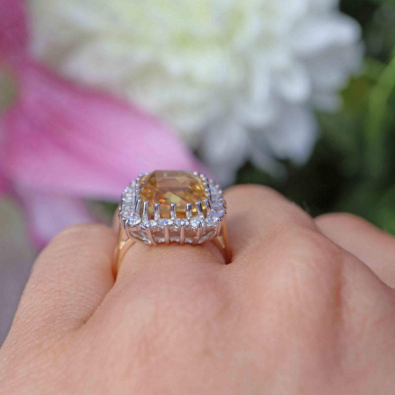 Ellibelle Jewellery Citrine & Diamond 9ct Gold Cluster Dress Ring (5.75ct)