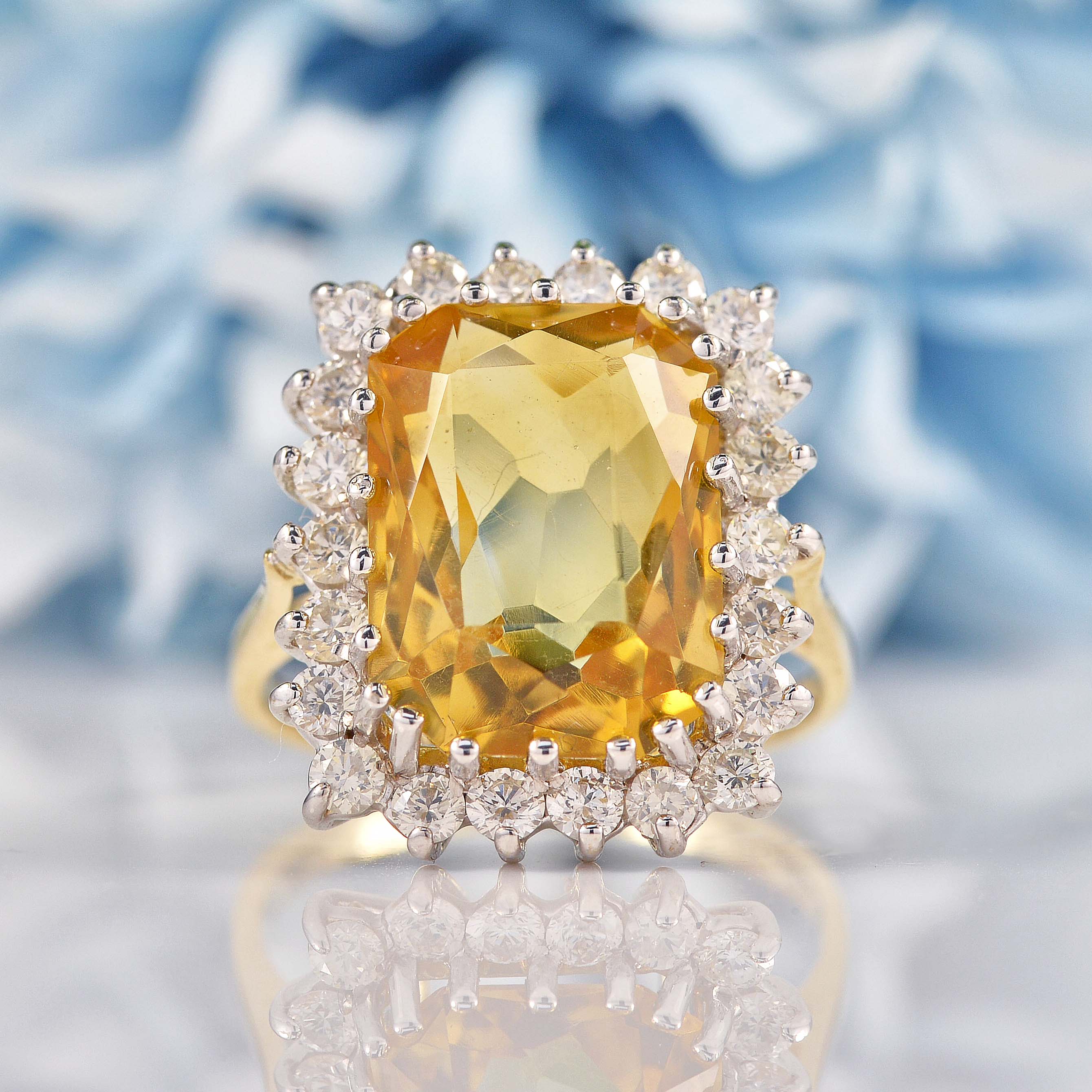 Ellibelle Jewellery Citrine & Diamond 9ct Gold Cluster Dress Ring (5.75ct)