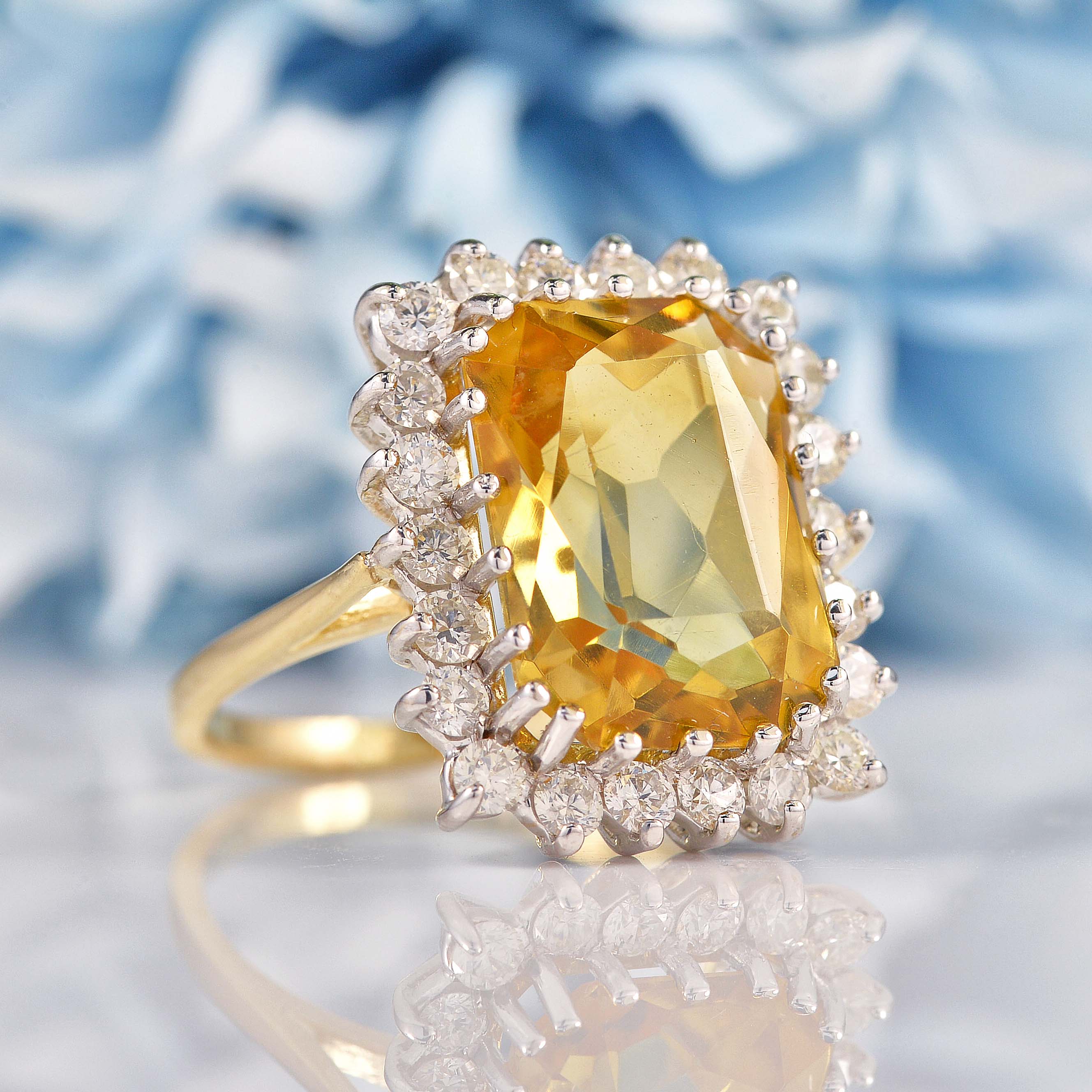 Ellibelle Jewellery Citrine & Diamond 9ct Gold Cluster Dress Ring (5.75ct)