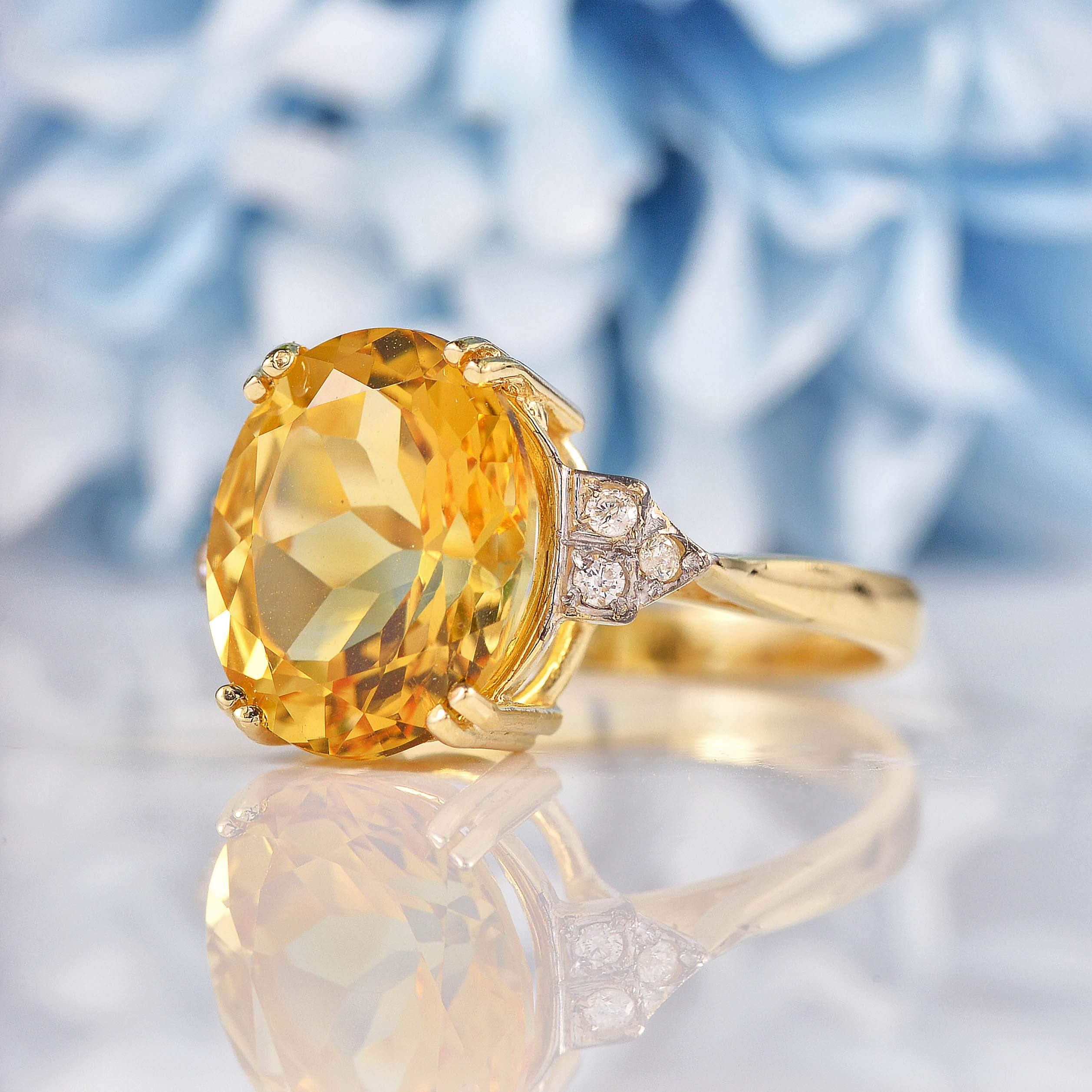 Ellibelle Jewellery Citrine & Diamond 9ct Gold Dress Ring (5.00ct)