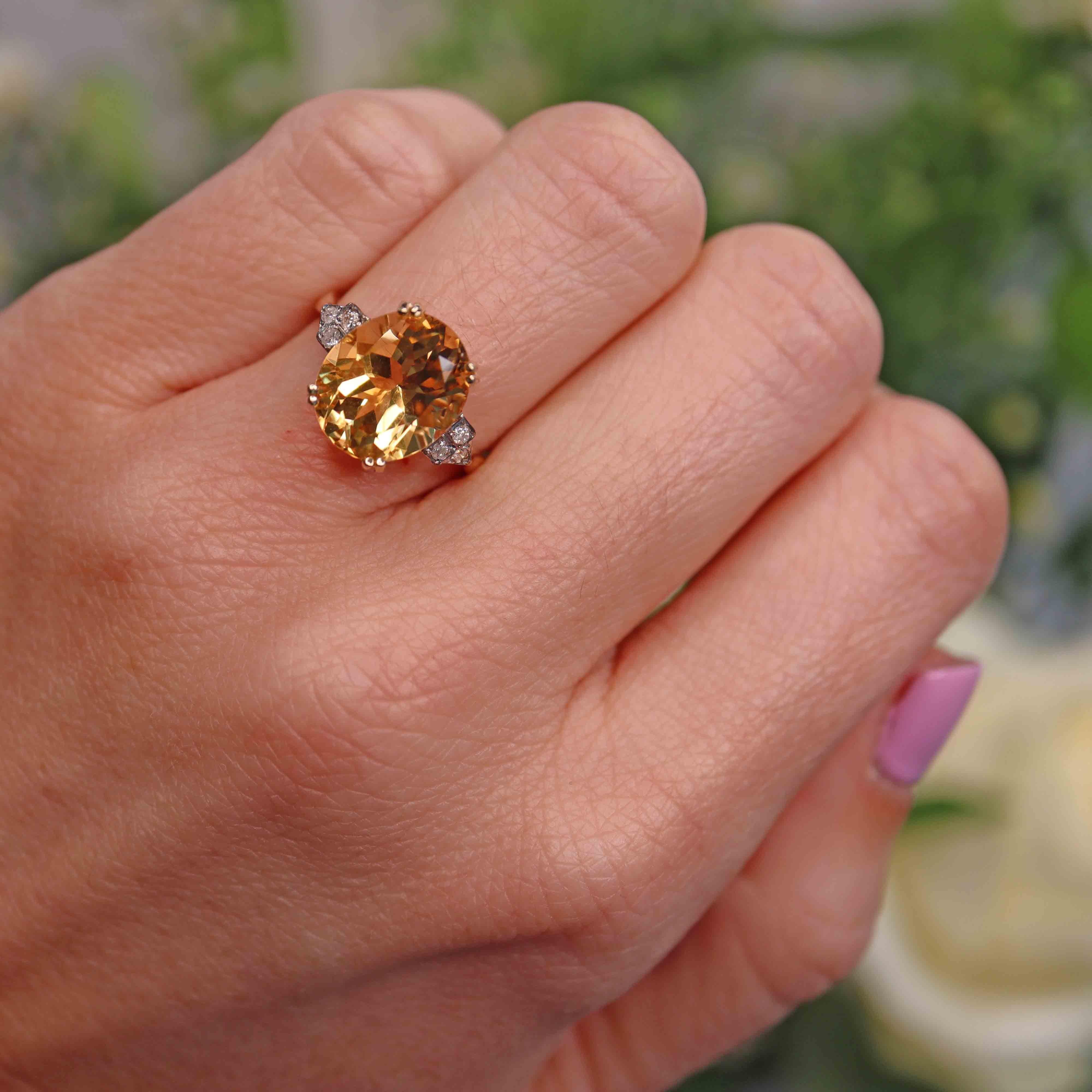 Ellibelle Jewellery Citrine & Diamond 9ct Gold Dress Ring (5.00ct)