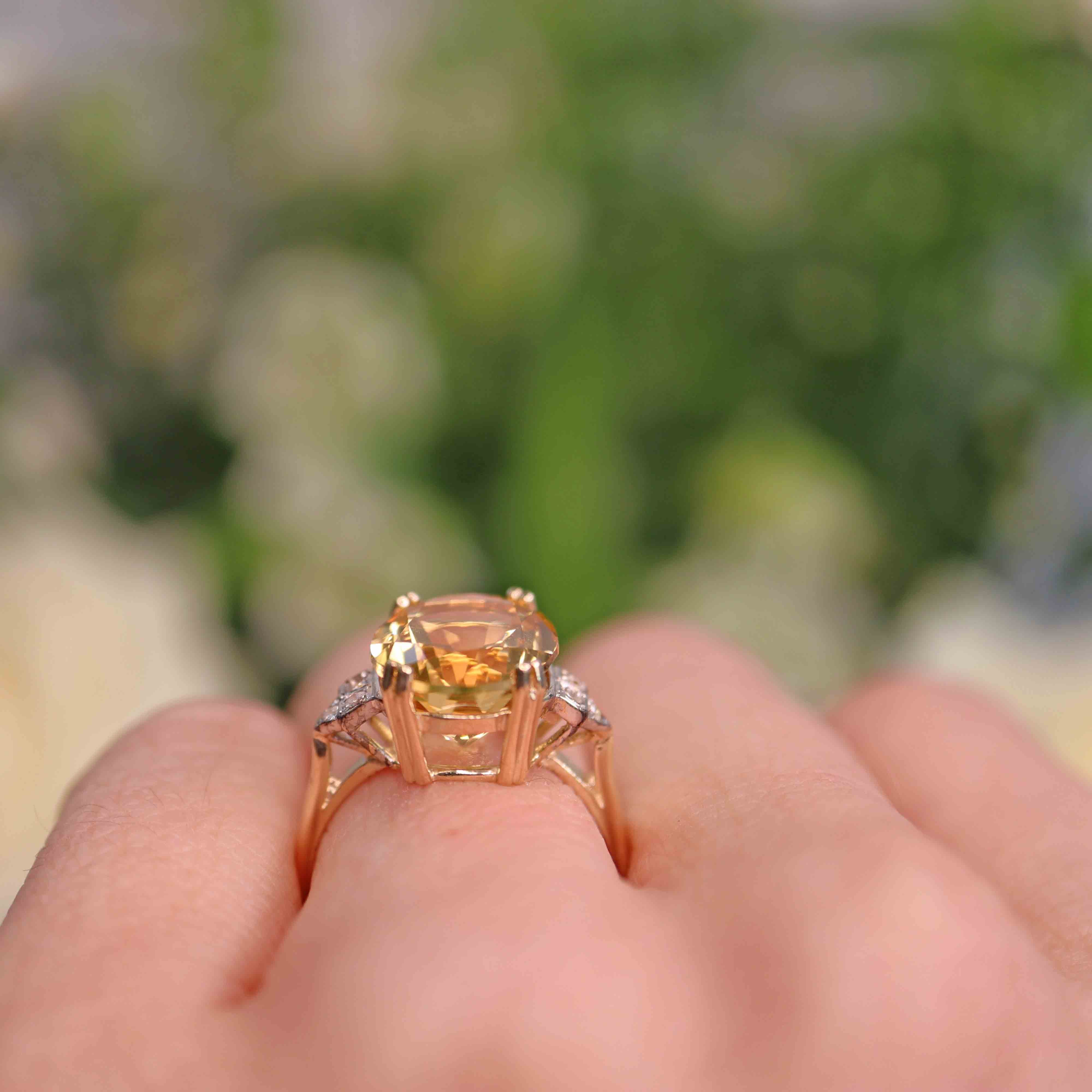 Ellibelle Jewellery Citrine & Diamond 9ct Gold Dress Ring (5.00ct)