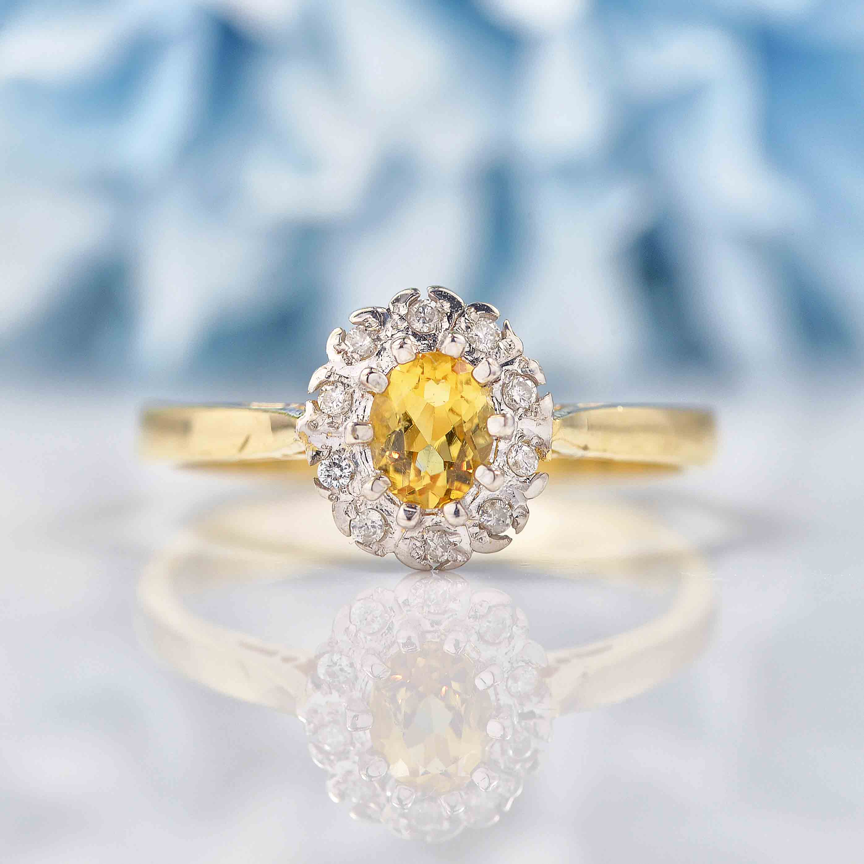 Ellibelle Jewellery Citrine & Diamond 9ct Gold Oval Cluster Ring