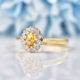 Ellibelle Jewellery Citrine & Diamond 9ct Gold Oval Cluster Ring