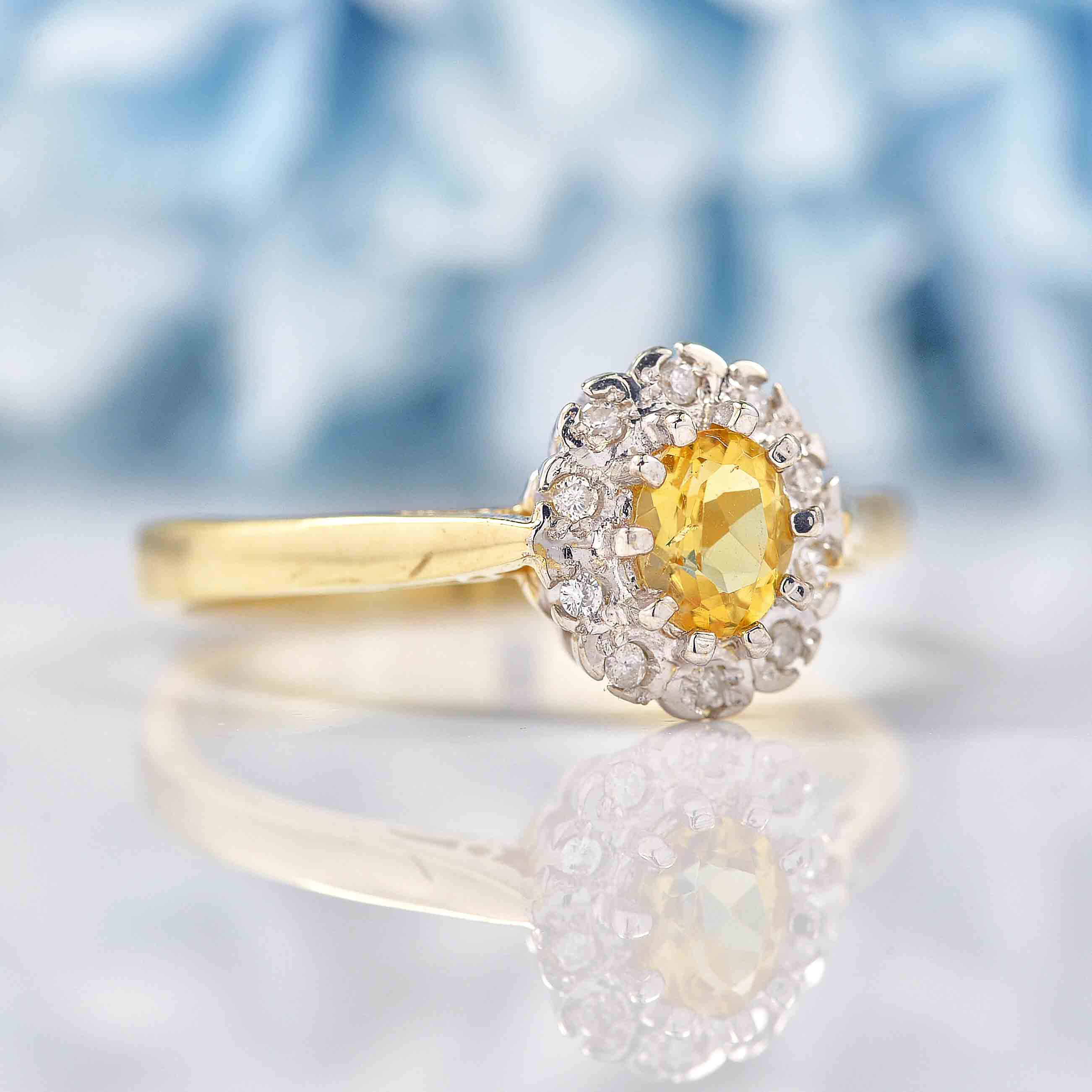 Ellibelle Jewellery Citrine & Diamond 9ct Gold Oval Cluster Ring