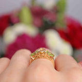 Ellibelle Jewellery Citrine & Peridot 9ct Gold Pear-Shaped Trilogy Ring