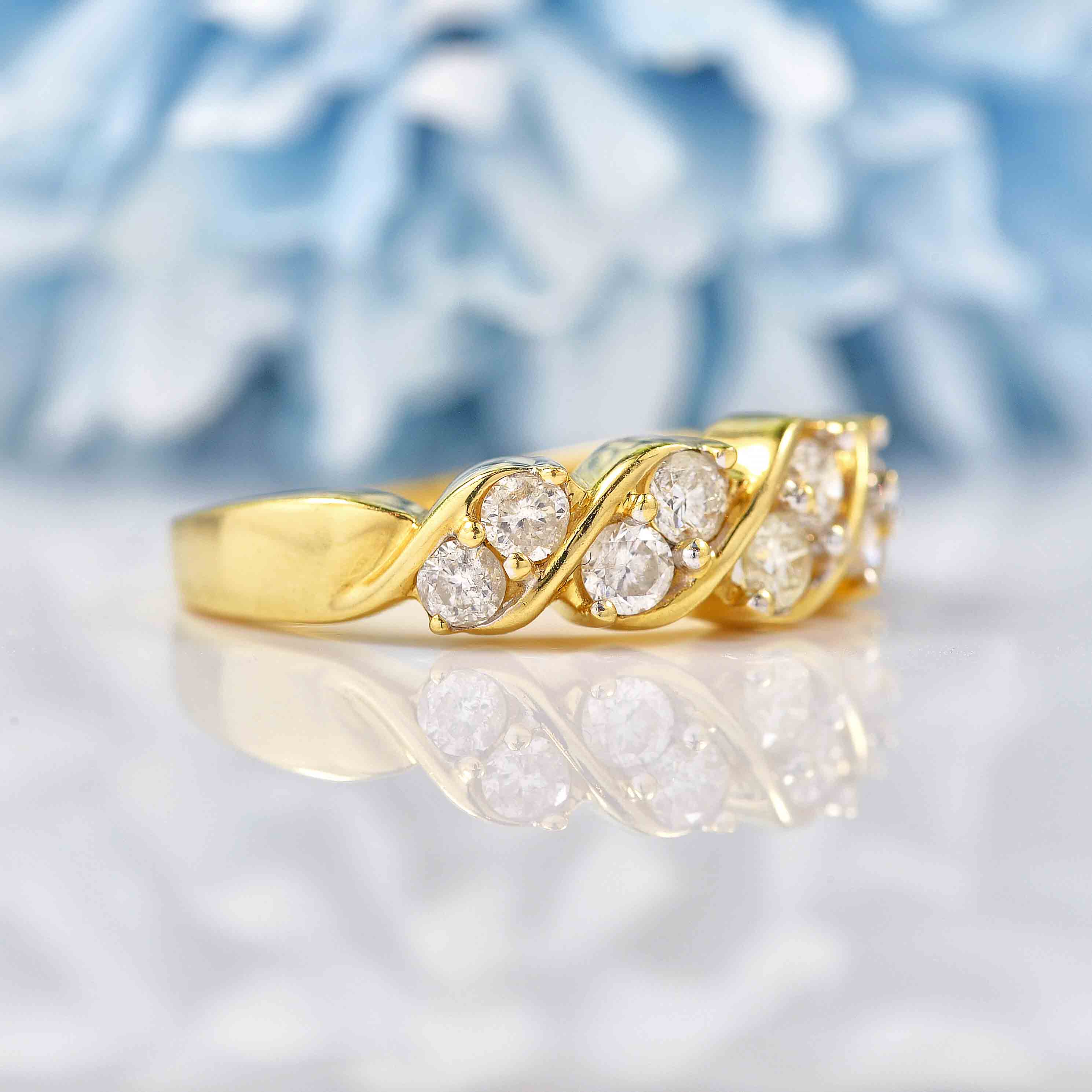 Ellibelle Jewellery Diamond 18ct Gold Half-Eternity Double-Row Band Ring