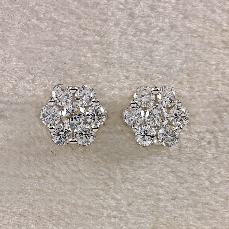 Ellibelle Jewellery Diamond 18ct White Gold Daisy Cluster Stud Earrings (1.50cts)