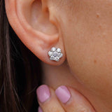 Ellibelle Jewellery Diamond 18ct White Gold Daisy Cluster Stud Earrings (1.50cts)