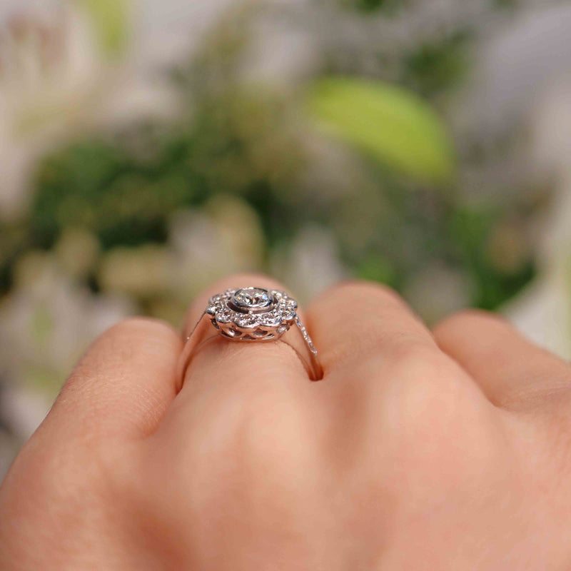 Ellibelle Jewellery Diamond 18ct White Gold Floral Cluster Ring (0.70cts)